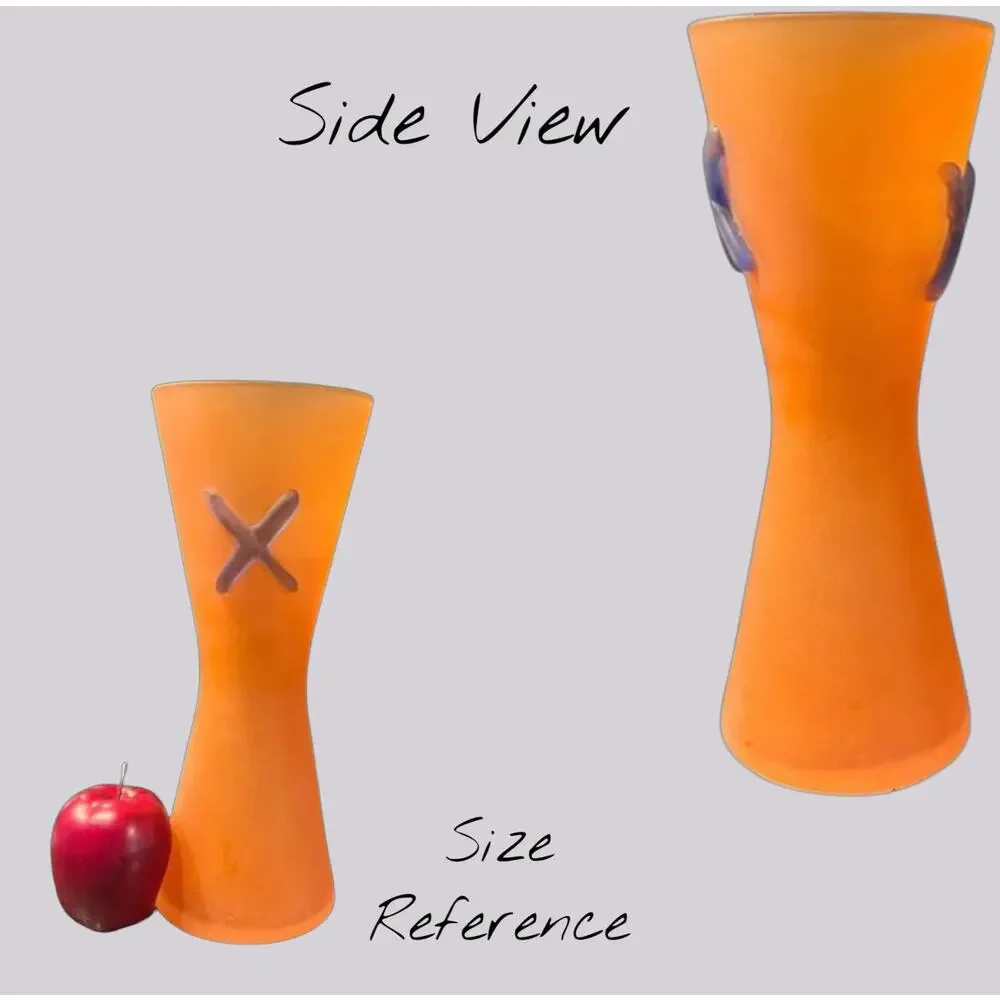 Vintage Studio Art Glass Vase-Frosted Orange-Modern-Memphis Style-Contemporary